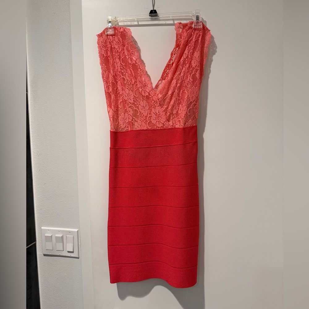 bebe Pink Lace and Bandage Dress